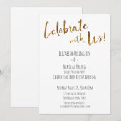 Feiern Sie mit uns! Casual Gold Schriftzug-Empfang Einladung (Vorne/Hinten)