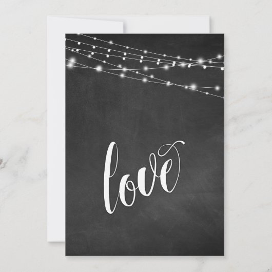 Feiern Sie mit uns! Chalkboard String Lights Einladung (Rückseite)