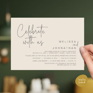 Feiern Sie mit uns, das Abendessen bei Hochzeiten Einladung