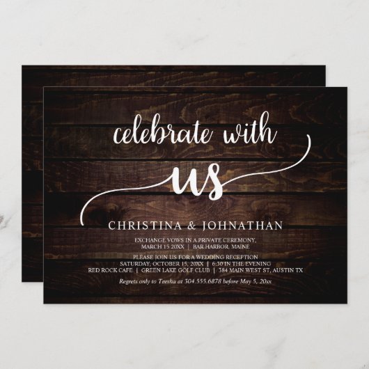 Feiern Sie mit uns, das Abendessen im rustikalen S Einladung (Vorne/Hinten)