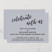 Feiern Sie mit uns Dusty Blue Empfang-Only Einladung (Vorne/Hinten)