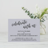 Feiern Sie mit uns Dusty Blue Empfang-Only Einladung (Stehend Vorderseite)