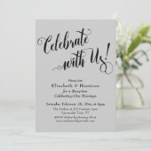 Feiern Sie mit uns! Einfach leicht grau Einladung (Stehend Vorderseite)