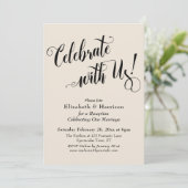 Feiern Sie mit uns! Einfache Creme Einladung (Stehend Vorderseite)