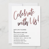 Feiern Sie mit uns! Einfache Handschrift mit Rose Einladung (Vorderseite)
