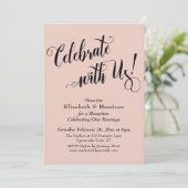 Feiern Sie mit uns! Einfache Rosa Einladung (Stehend Vorderseite)