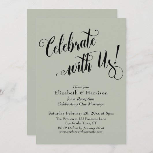 Feiern Sie mit uns! Einfache Seite Grün Einladung (Vorne/Hinten)