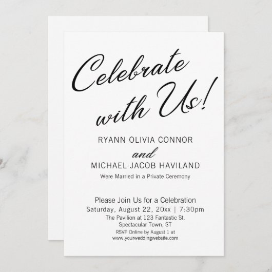 Feiern Sie mit uns Einfaches Empfang Einladung (Vorne/Hinten)