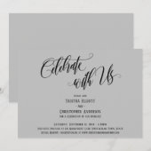 Feiern Sie mit Uns Elaborate Script Hellgrau Einladung (Vorne/Hinten)