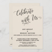 Feiern Sie mit uns Elegante Cream Empfang-Only Einladung (Vorne/Hinten)