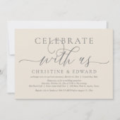 Feiern Sie mit uns, Elopement Party, Creme und Gra Einladung (Vorderseite)