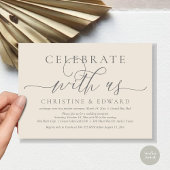 Feiern Sie mit uns, Elopement Party, Creme und Gra Einladung