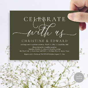 Feiern Sie mit uns, Elopement Party, Sage Green Einladung