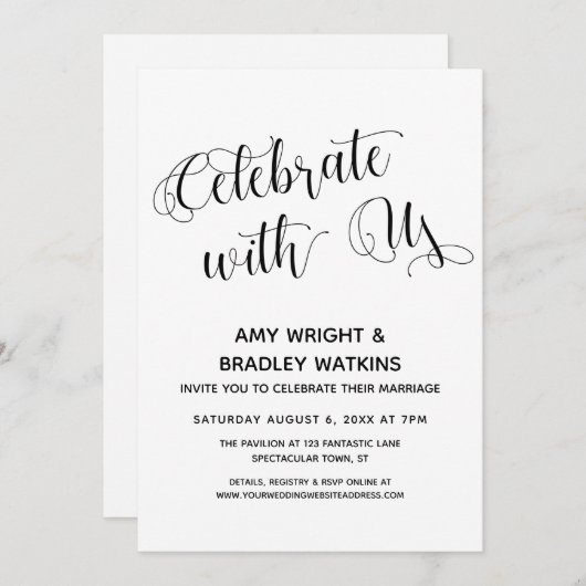 "Feiern Sie mit uns" Empfang nach Hochzeit Einladung (Vorne/Hinten)