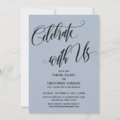 Feiern Sie mit uns entfertigen Skript Dusty Blue Einladung (Vorderseite)