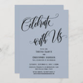 Feiern Sie mit uns entfertigen Skript Dusty Blue Einladung (Vorne/Hinten)