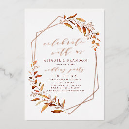 Feiern Sie mit uns! Fall Greenery Wedding Party Folieneinladung