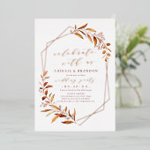 Feiern Sie mit uns! Fall Greenery Wedding Party Folieneinladung (Stehend vorne)