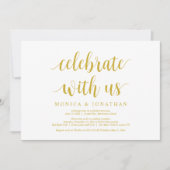 Feiern Sie mit uns, Gelbes Gold, Hochzeitsfeier Einladung (Vorderseite)