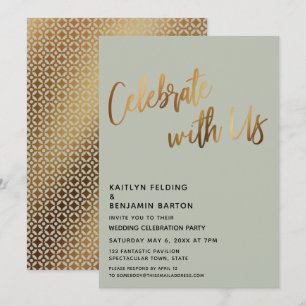 Feiern Sie Mit Uns Goldene Hochzeit Empfang Salbei Einladung