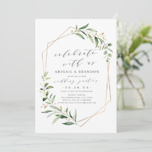 Feiern Sie mit uns! Greenery Geometric Wedding Einladung