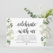 Feiern Sie mit uns, Grün, Probe Abendessen Einladung (Stehend Vorderseite)