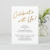 Feiern Sie mit uns Handschrift Gold Basic Receptio Einladung (Stehend Vorderseite)