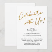 Feiern Sie mit uns Handschrift Gold Basic Receptio Einladung (Vorne/Hinten)