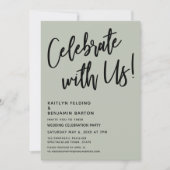 Feiern Sie mit uns! Handschriftenseite Grün Einladung (Vorderseite)