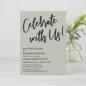 Feiern Sie mit uns! Handschriftenseite Grün Einladung (Stehend Vorderseite)