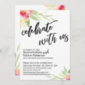 Feiern Sie mit uns Handwriting & Aquarellfarben-Bl Einladung (Vorne/Hinten)