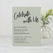 Feiern Sie mit uns! Handwriting-Seite Green Invita Einladung (Stehend Vorderseite)