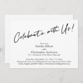 Feiern Sie mit uns Handwriting Simple Black & Whit Einladung (Vorne/Hinten)