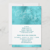 Feiern Sie mit uns Herzen und nur mit Aquamarinem Einladung (Vorderseite)