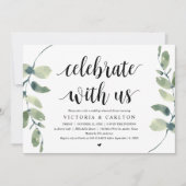 Feiern Sie mit uns, Hochzeit Probe Dinner Einladung (Vorderseite)