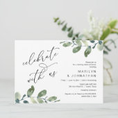 Feiern Sie mit uns, Hochzeit Probe Dinner Einladung (Stehend Vorderseite)