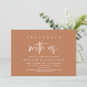 Feiern Sie mit uns, Hochzeit Probe Party Einladung (Stehend Vorderseite)