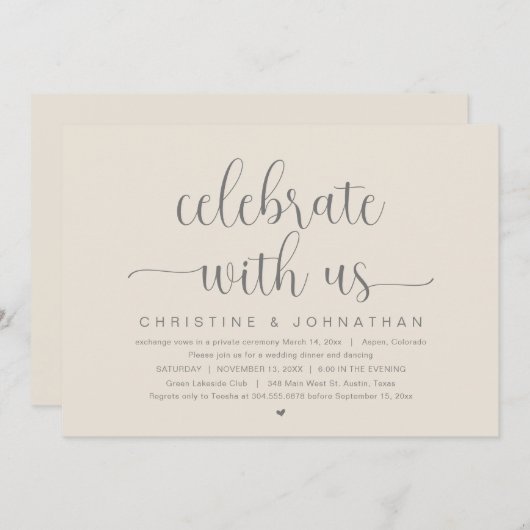 Feiern Sie mit uns, Hochzeitliches Abendessen Part Einladung (Vorne/Hinten)