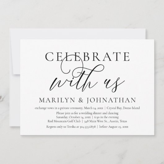 Feiern Sie mit uns, Hochzeitliches Abendessen Part Einladung (Vorderseite)