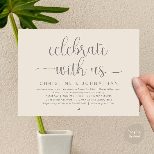 Feiern Sie mit uns, Hochzeitliches Abendessen Part Einladung