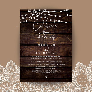 Feiern Sie mit uns, Hochzeits-Elopement-Lichterket Einladung