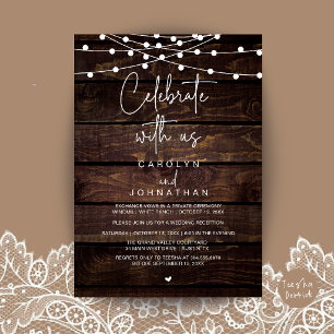 Feiern Sie mit uns, Hochzeits-Elopement-Lichterket Einladung