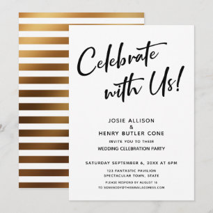 Feiern Sie mit uns! Hochzeitsempfang + Goldener St Einladung