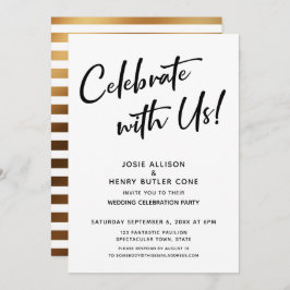 Feiern Sie mit uns! Hochzeitsempfang + Goldstreife Einladung