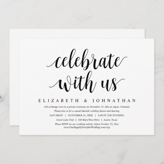 Feiern Sie mit uns, Hochzeitsessen Einladung (Vorne/Hinten)