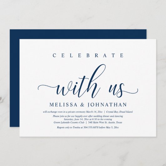 Feiern Sie mit uns, Hochzeitsessen Einladung (Vorne/Hinten)