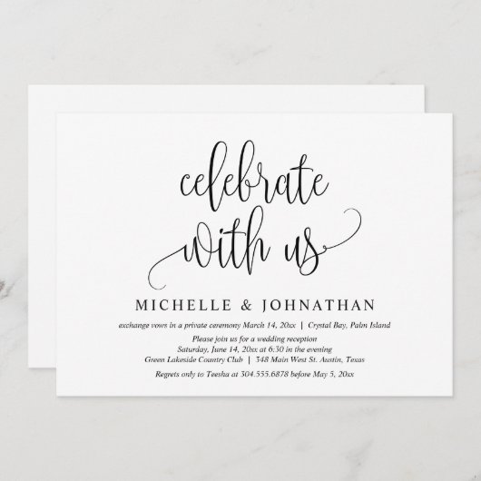 Feiern Sie mit uns, Hochzeitsfeier Einladung (Vorne/Hinten)