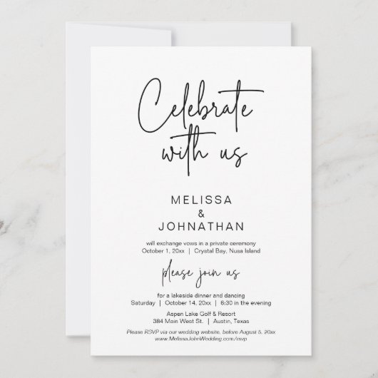 Feiern Sie mit uns, Hochzeitsfeier Einladung (Vorderseite)