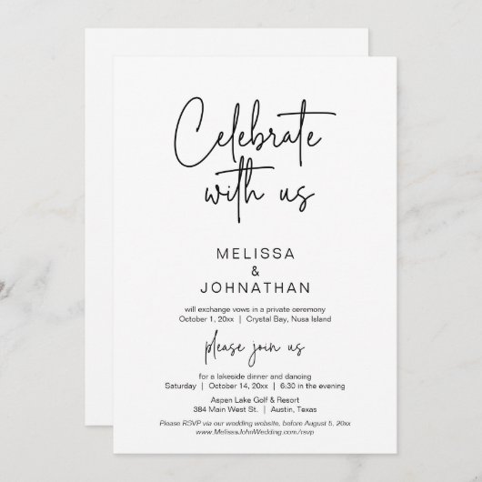 Feiern Sie mit uns, Hochzeitsfeier Einladung (Vorne/Hinten)