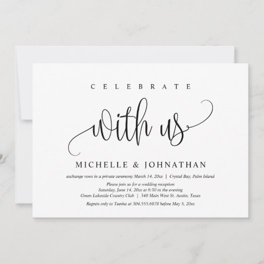 Feiern Sie mit uns, Hochzeitsfeier Einladung (Vorderseite)